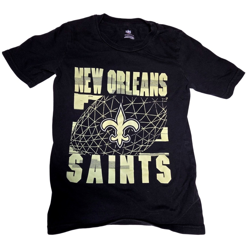 NFL New Orleans Saints Youth Medium 10/12 Shirt Black Gold Football Graphic Tee